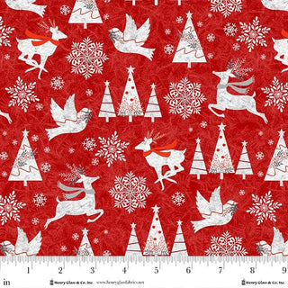 Henry Glass Quilting Fabric Blizzard Fun Line by Jan Shade Winter Motifs - Red/Gray