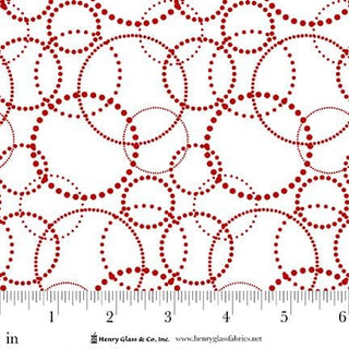 Henry Glass Quilting Fabric Blizzard Fun Line by Jan Shade Dotted Circles - White/Red