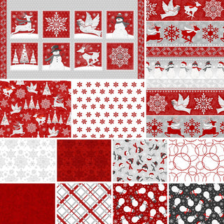 Henry Glass Quilting Fabric Blizzard Fun Line by Jan Shade Bias Plaid - Red/Gray