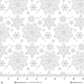 Henry Glass Quilting Fabric Blizzard Fun Line by Jan Shade Snowflakes - White/Gray