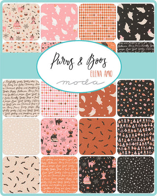 Moda Purrs and Boos Halloween Quilting Fabric (Ghosts) - One Yard Cuts