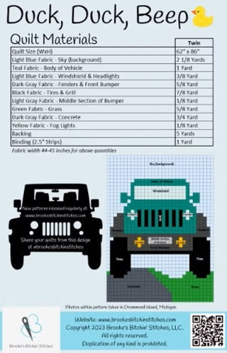 Brooke Stambersky's Duck Duck Beep Pattern 62" x 86" Pixelated Jeep