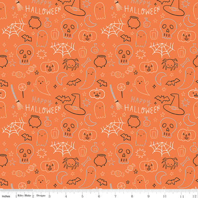 Riley Blake Frank and Friends My Minds Eye Halloween Icons Orange