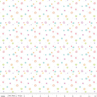 Riley Blake Chasing Rainbows Garden Sprinkles White by Leslie Ryan of Blooming Boldly