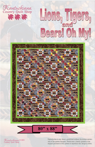 Lions Tigers and Bears! Oh My! Pattern by Lisa McCabe of Kentuckiana County Quilt Shop
