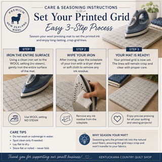 13 1/2" Square New Zealand Wool Pressing Mat - Grid Printed