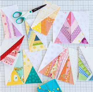 Foundation paper piecing Leila Gardunia 3” x 6” Scrappy Half Rectangle Triangle Pad LGD109