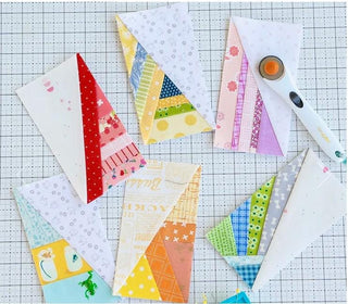 Foundation paper piecing Leila Gardunia 3” x 6” Scrappy Half Rectangle Triangle Pad LGD109